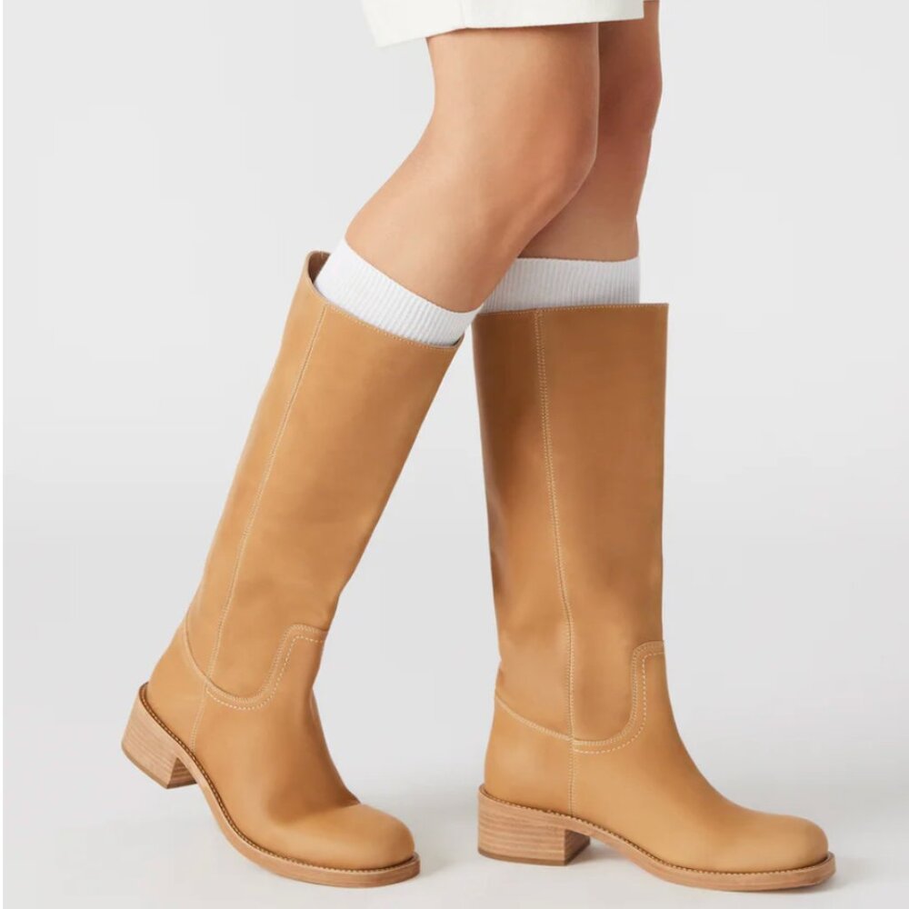 Riggs Leather Knee-High Banana Boots